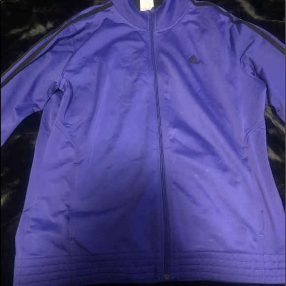 adidas Jackets & Blazers - Violet 3 stripped Adidas zip up